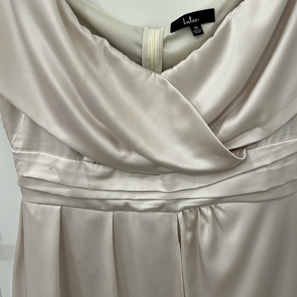 Lulus Ivory Satin Off-the-Shoulder Mini Dress - Size XL - Picture 6 of 10